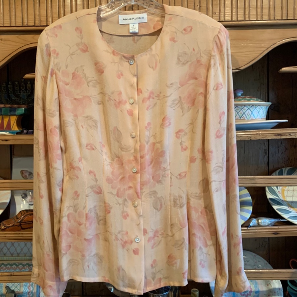 Anne Klein II Silk Floral Blouse – Size 6 – Vintage